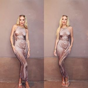 Syndical Chamber draped skin gown maxi dress size small